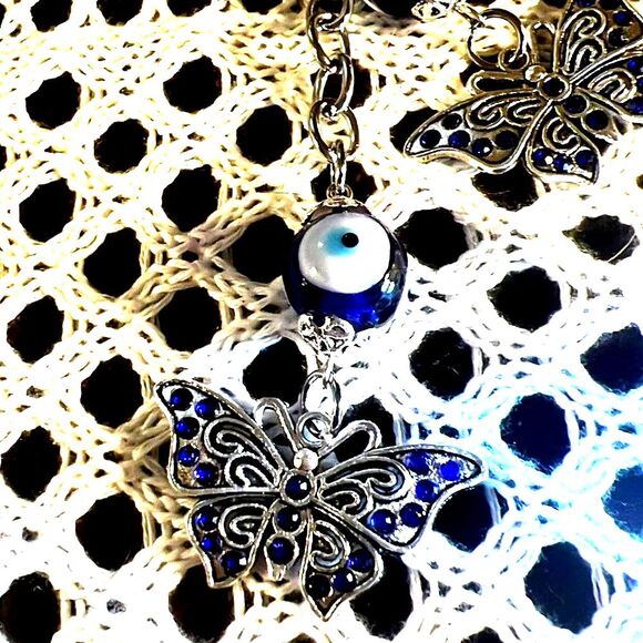 Evil Eye and Butterfly Purse Charm & Keychain - New - Picture 3 of 4